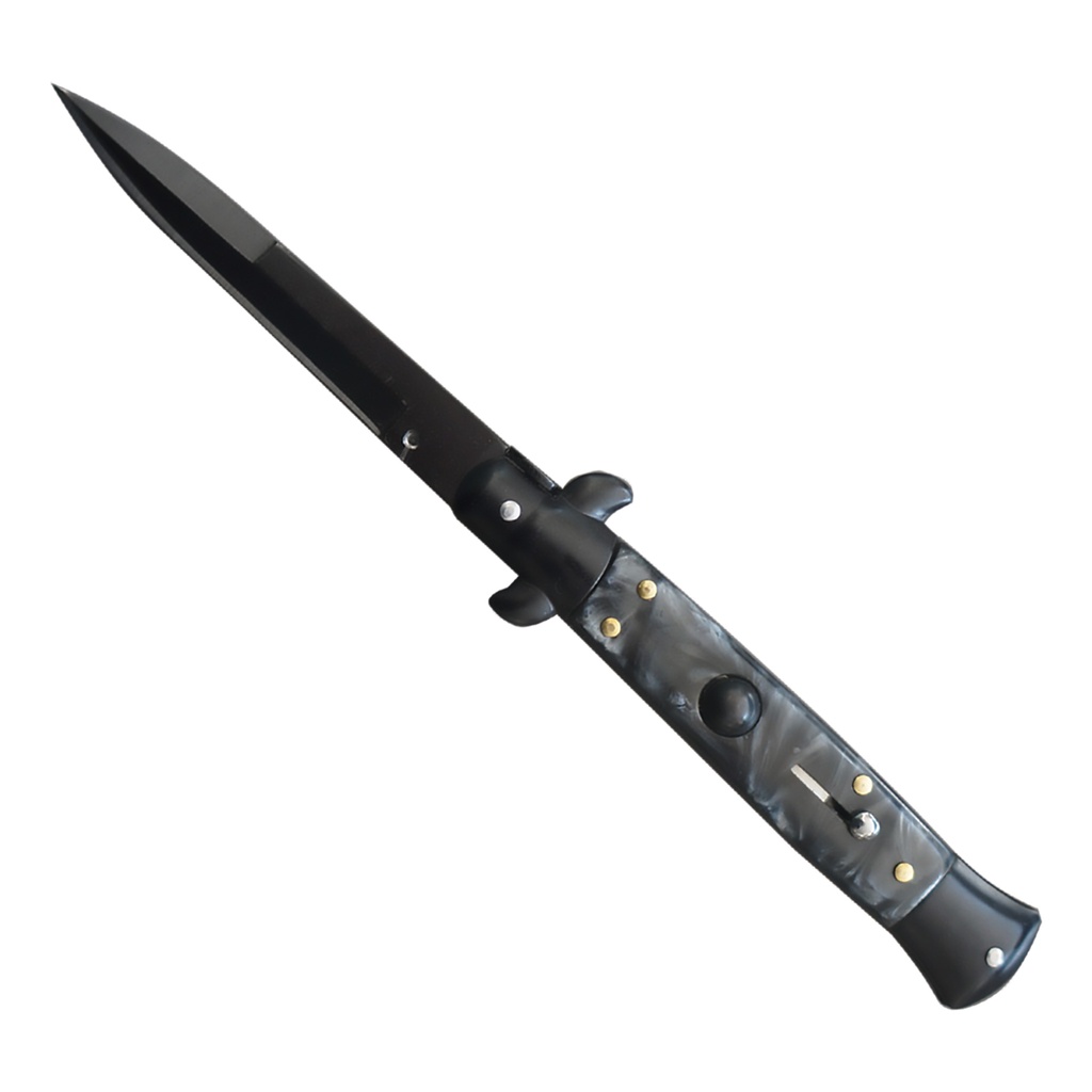Blackout Godfather Quick-Deploy Stiletto Switchblade - Matte Black