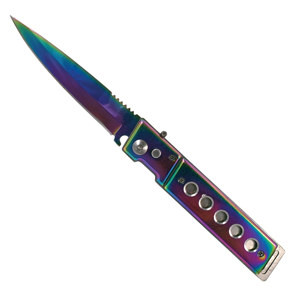 Prism-Lock Quick-Deploy Automatic Knife - Rainbow Tinite