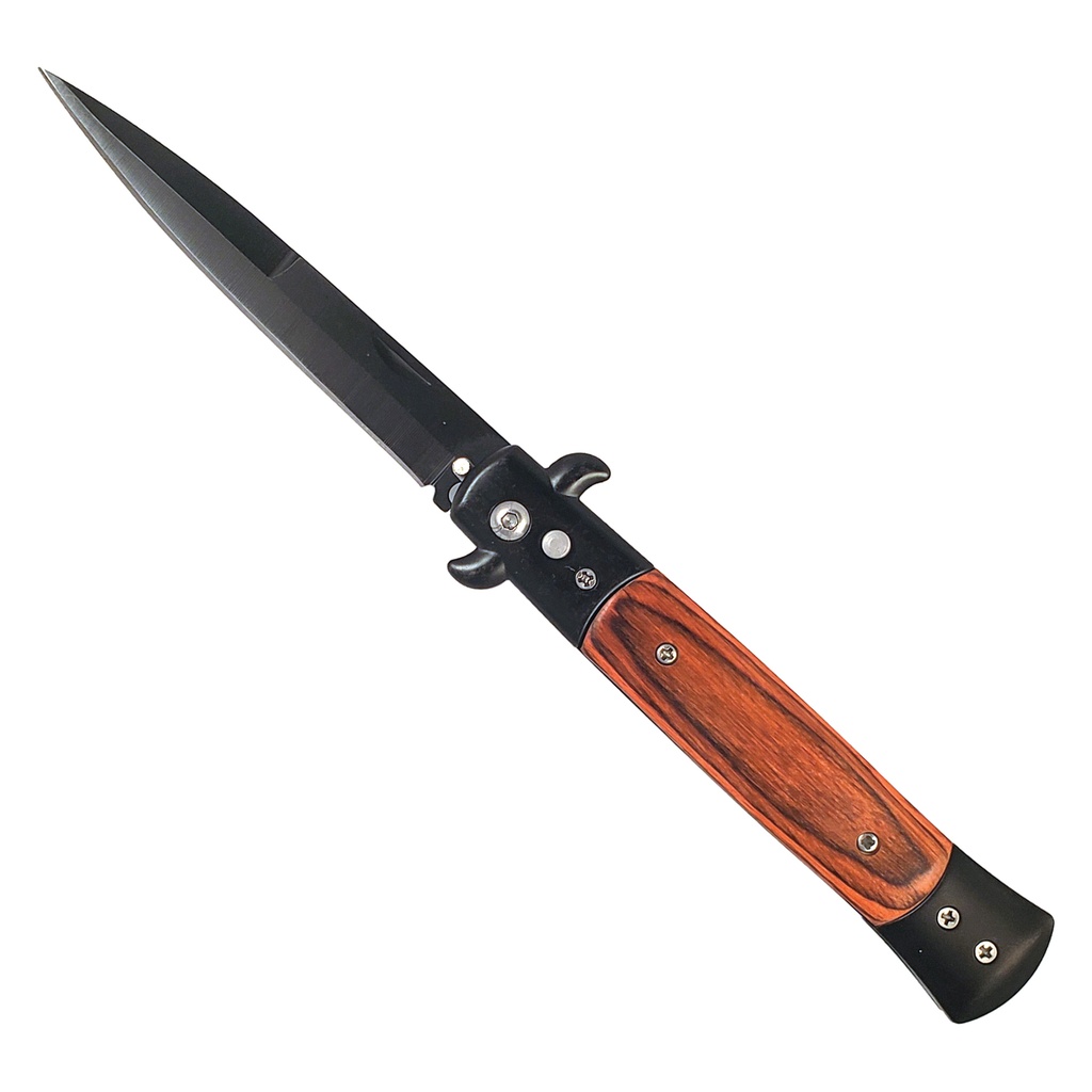 Bayonet Heritage Push-Button Stiletto Switchblade - Wood & Black