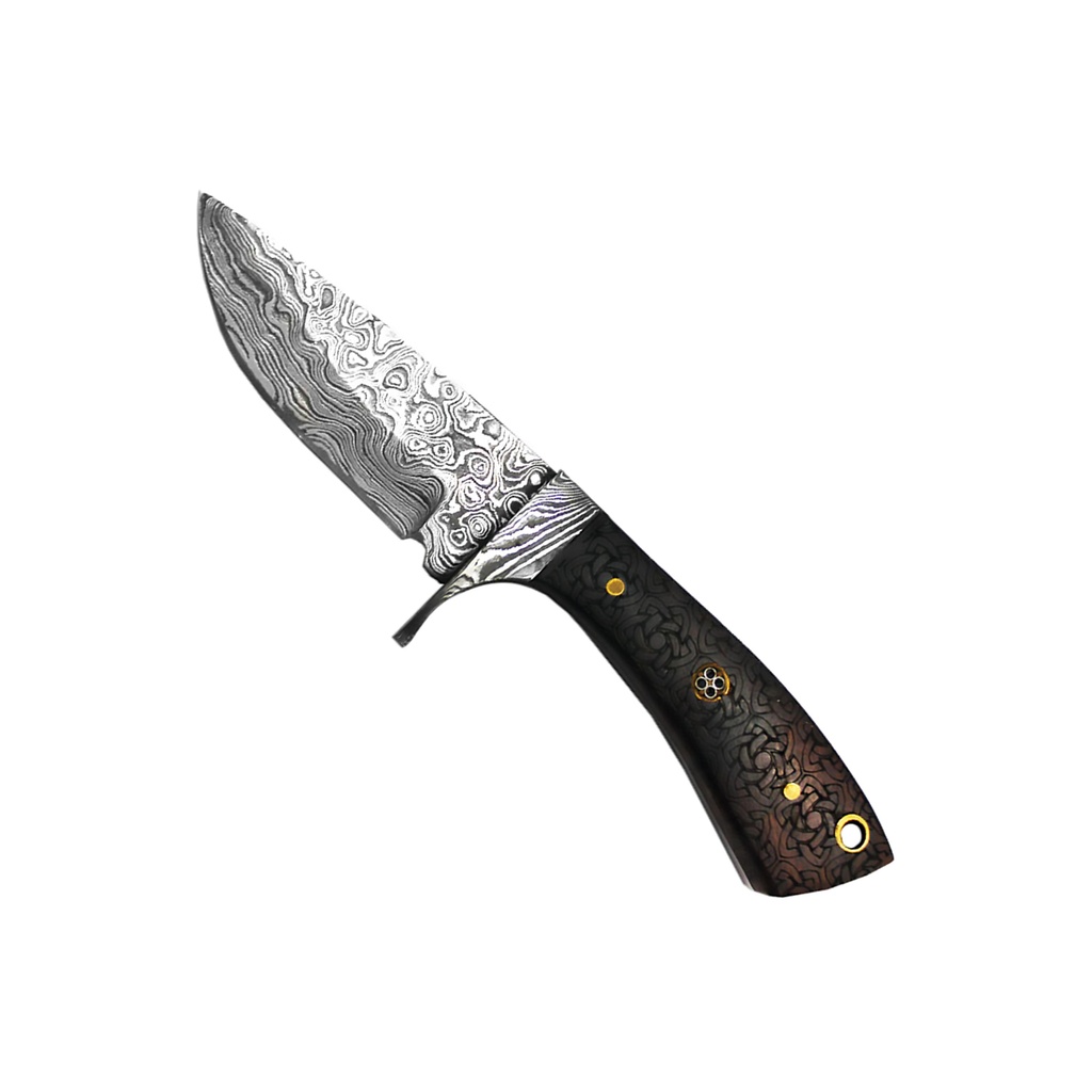 Rosewood Grain Full-Tang Skinner Knife - Damascus