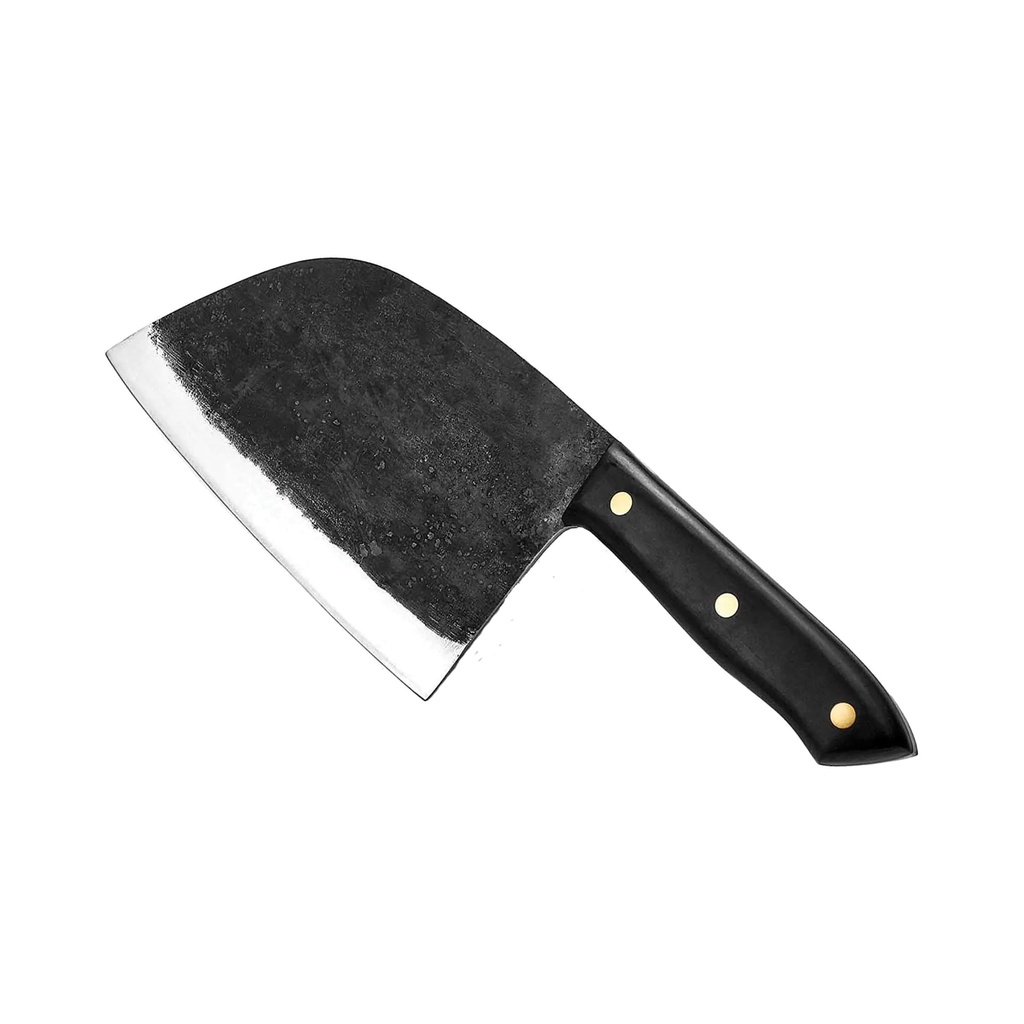 Forge-Scar Rustic Performance Meat Cleaver - Black Hammered