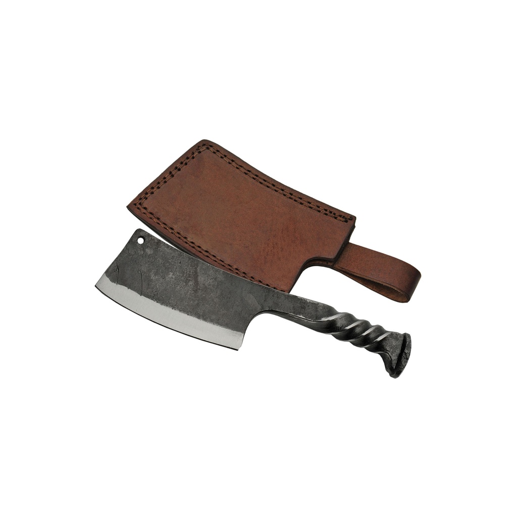 Railroad Spike Forge‑Twist Cleaver Knife - Carbon Steel