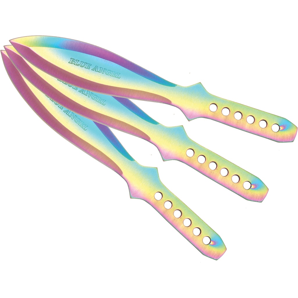 Prism Flight Balanced Throwing Knife Set - Rainbow Steel
