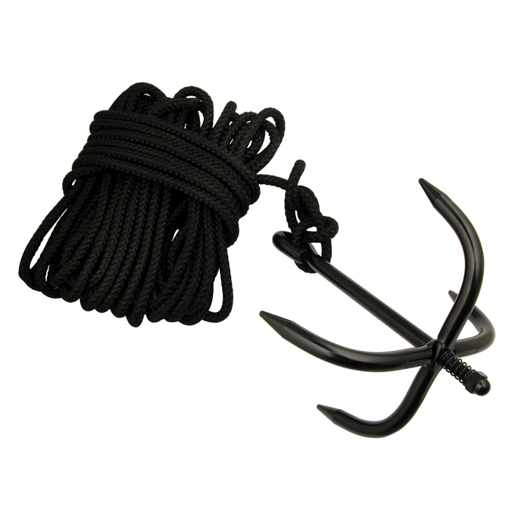 Compact Tri-Claw Tactical Grappling Hook - Black Steel