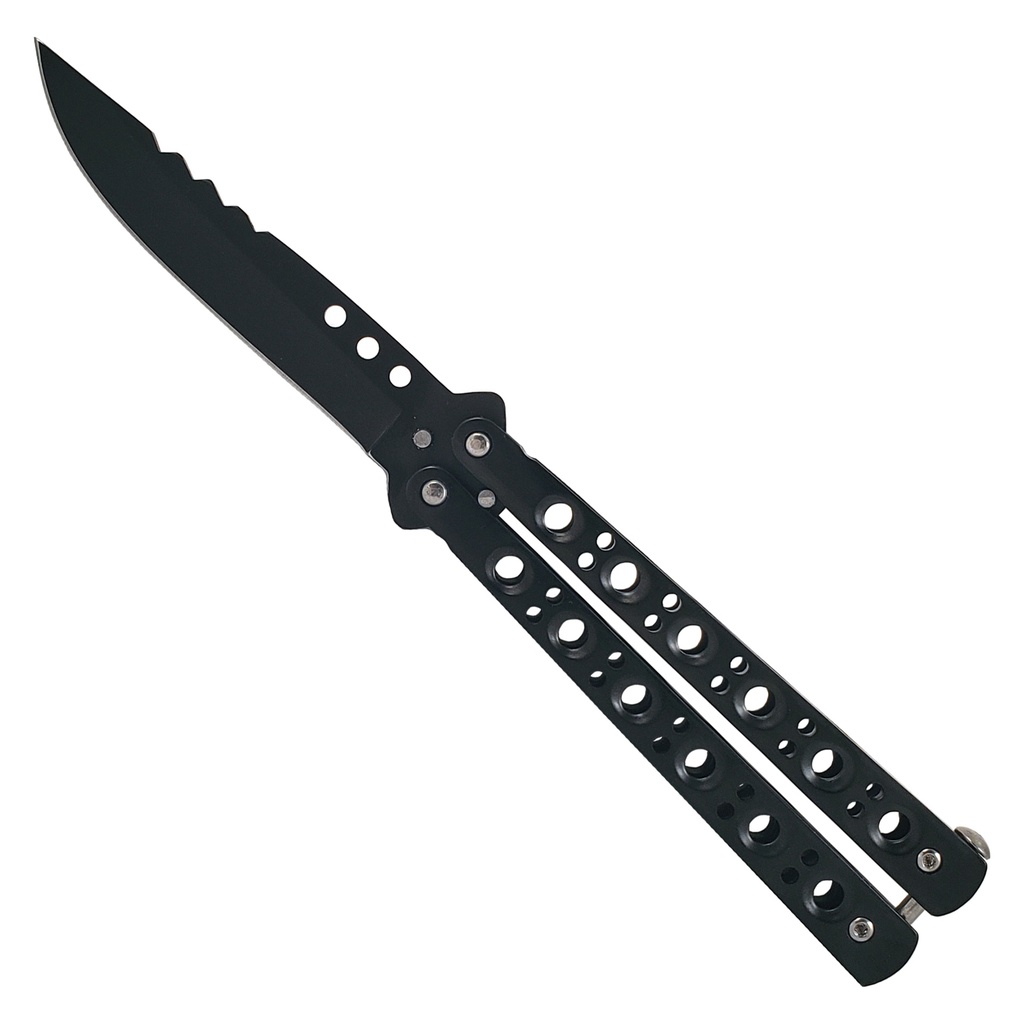 Stealth Lattice Flip-Ready Butterfly Knife - Matte Black