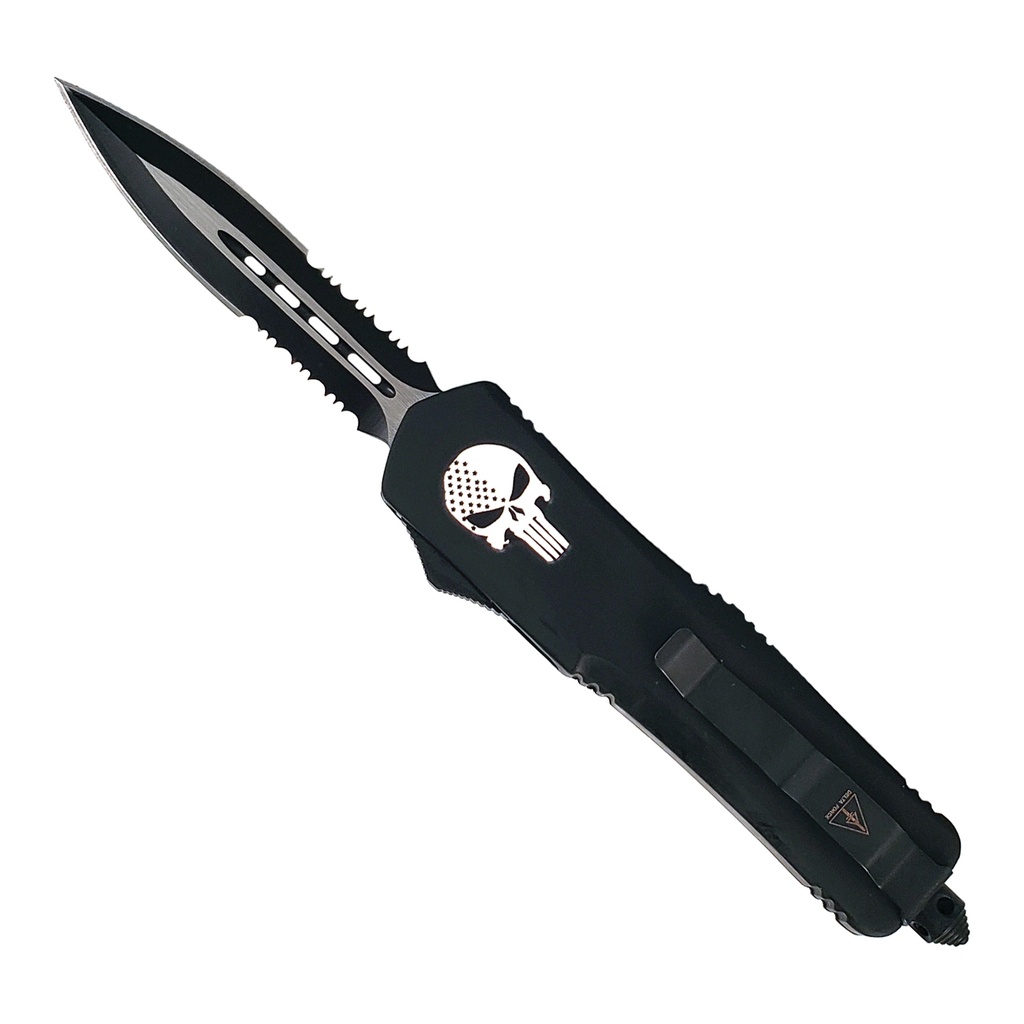 Skull Sentinel Rapid-Deploy OTF Knife - Black Aluminum