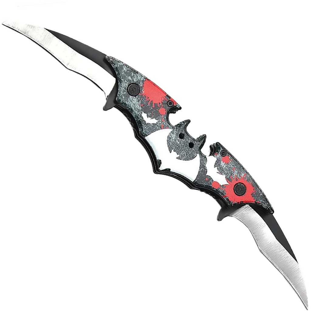 Blood Oath Vigilante Dual-Blade Assisted Knife - Blood Splatter Black