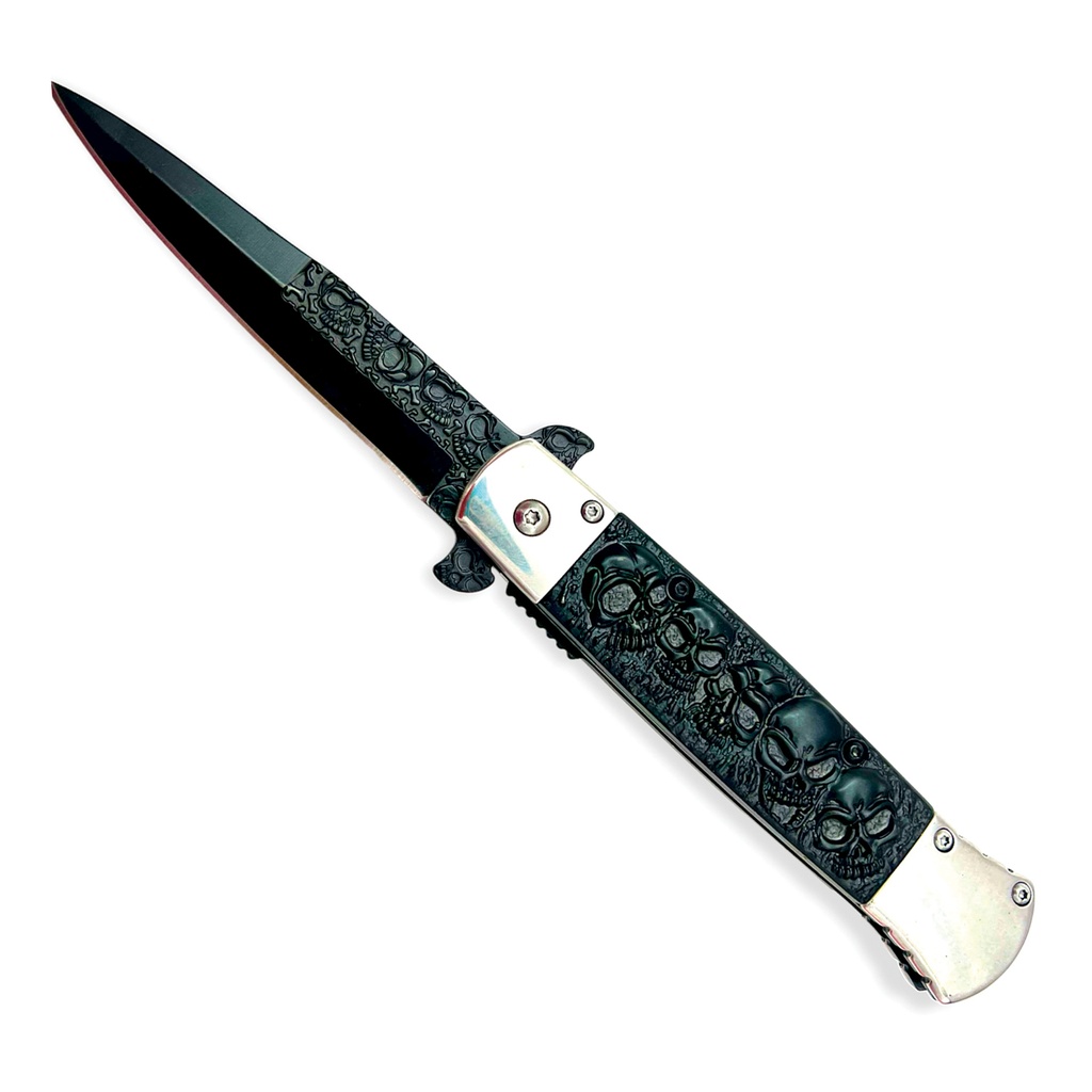 Reaper’s Legion Skull-Stiletto Assisted Opening Knife - Black Metal