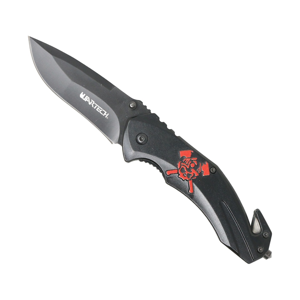 Crossbones Rapid-Rescue Assisted Knife - Red Skull