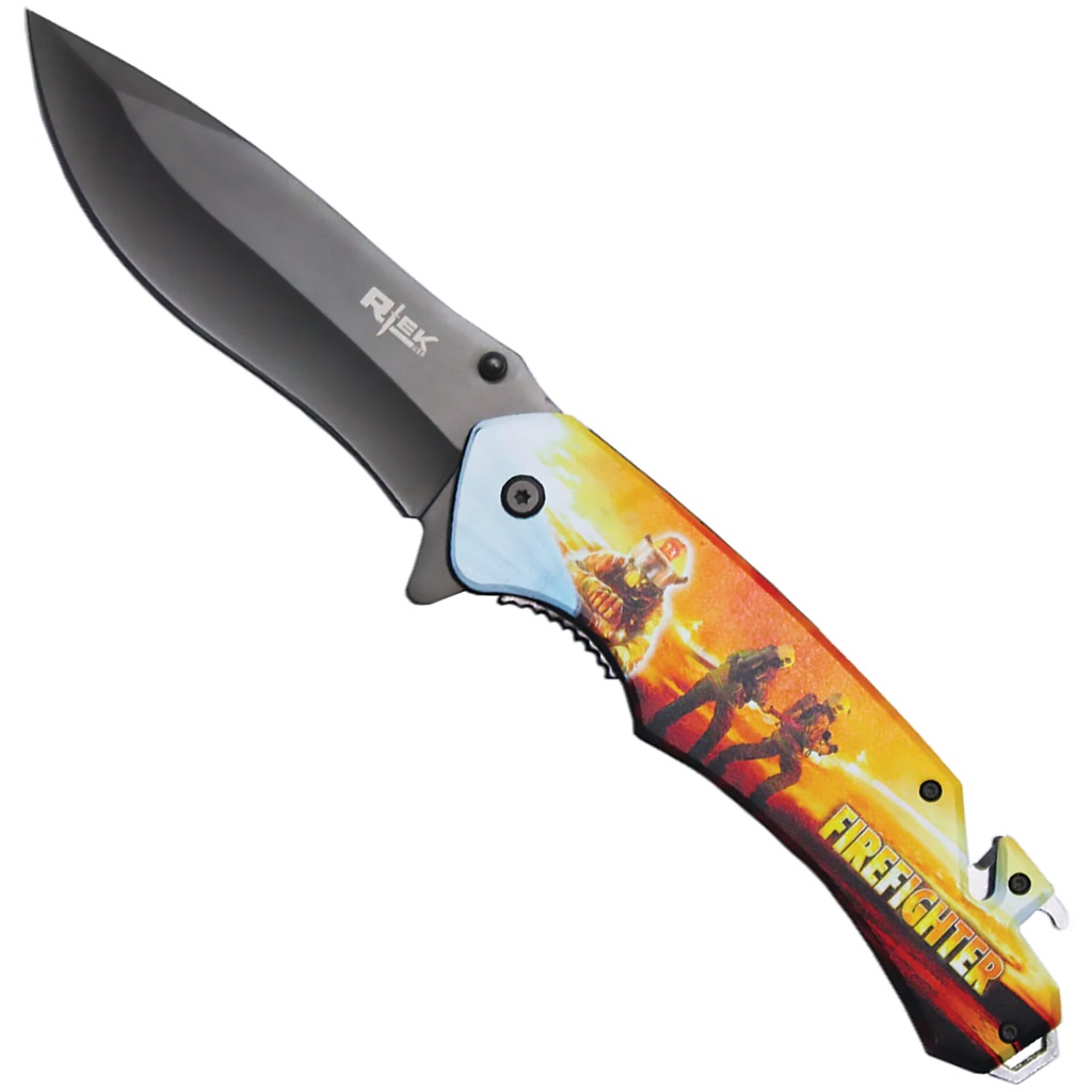 Fireline Tribute Spring-Assisted Rescue Knife - Firefighter Graphic