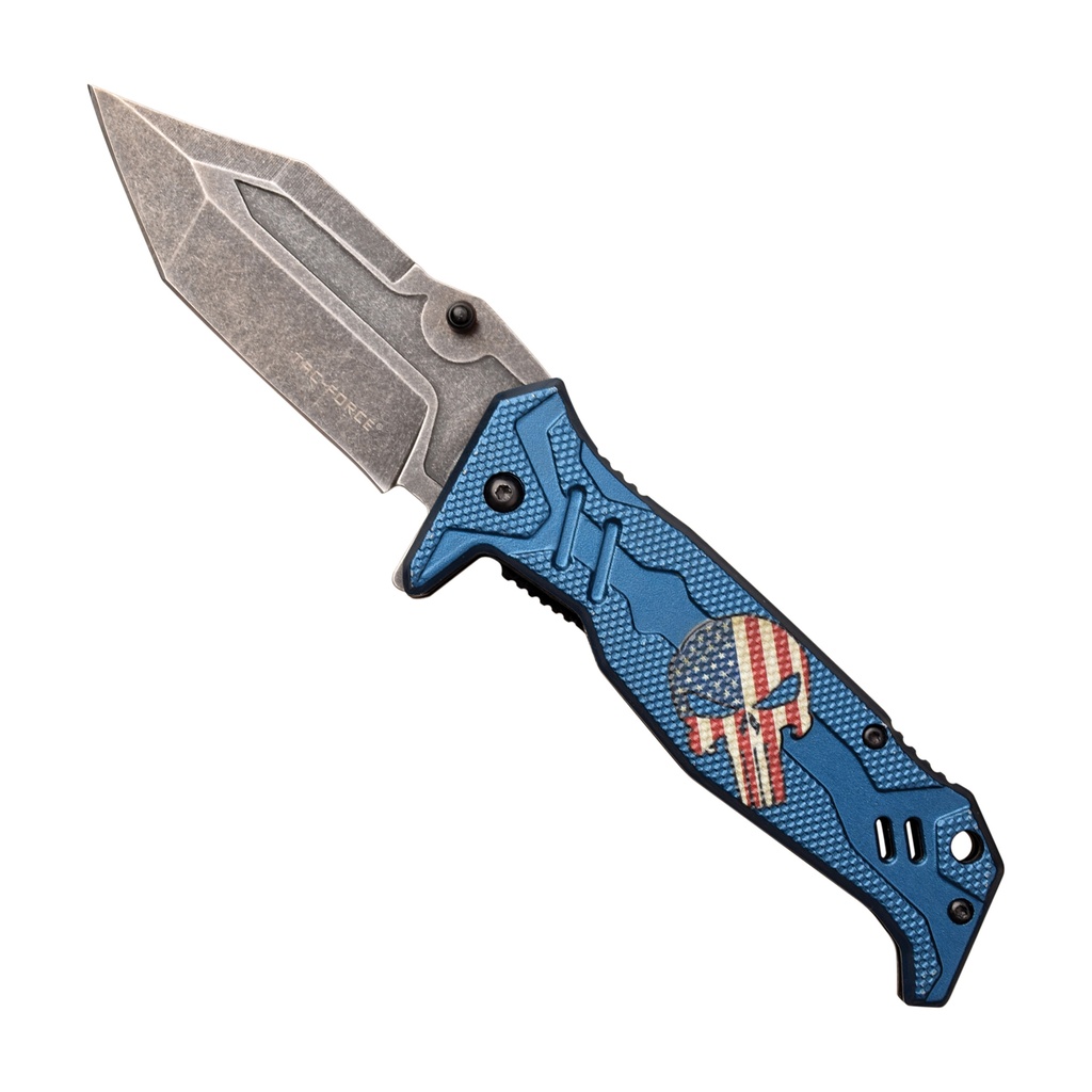 Patriot Punisher Spring-Assisted Tactical Knife - Blue Aluminum