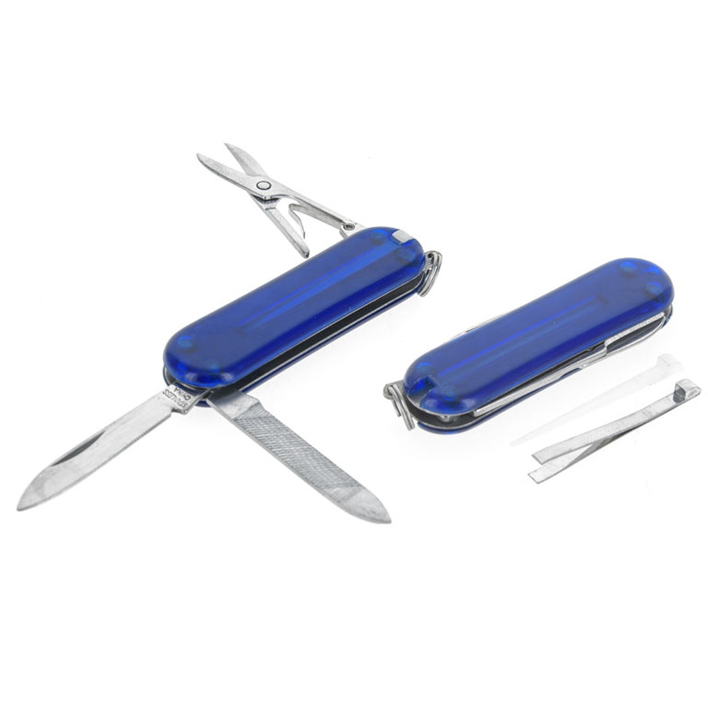Pocket Grooming Control Keychain Multitool Knife - Transparent Blue