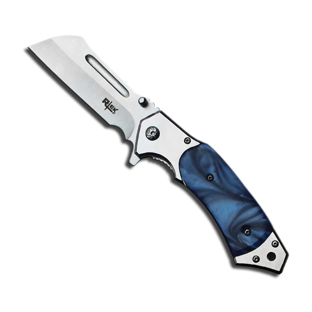 Blue Axis Urban Cleaver Assisted Knife - Marbled Steel