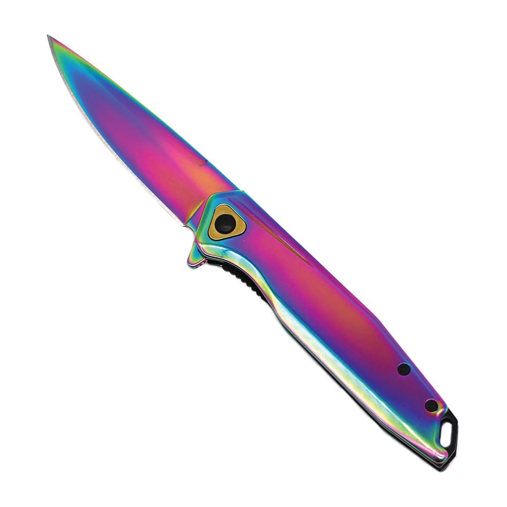 Chrome Spectrum Assist-Open Tactical Pocket Knife - Rainbow Titanium