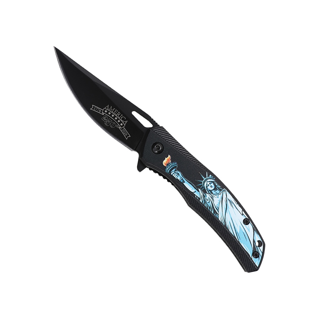 Liberty Snap Patriotic Spring-Assisted Knife - Black Aluminum