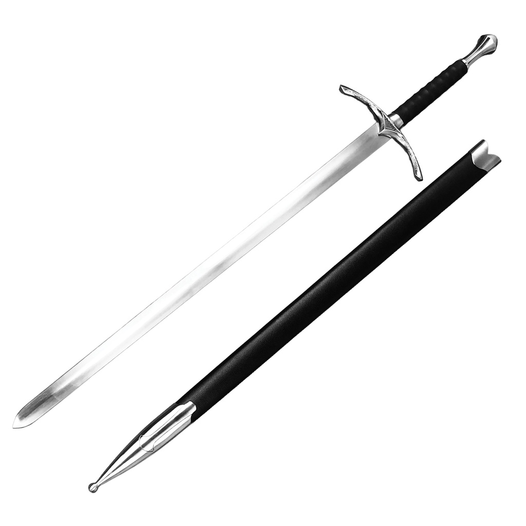 Midnight Bastion Medieval Hand Sword - Black Leather
