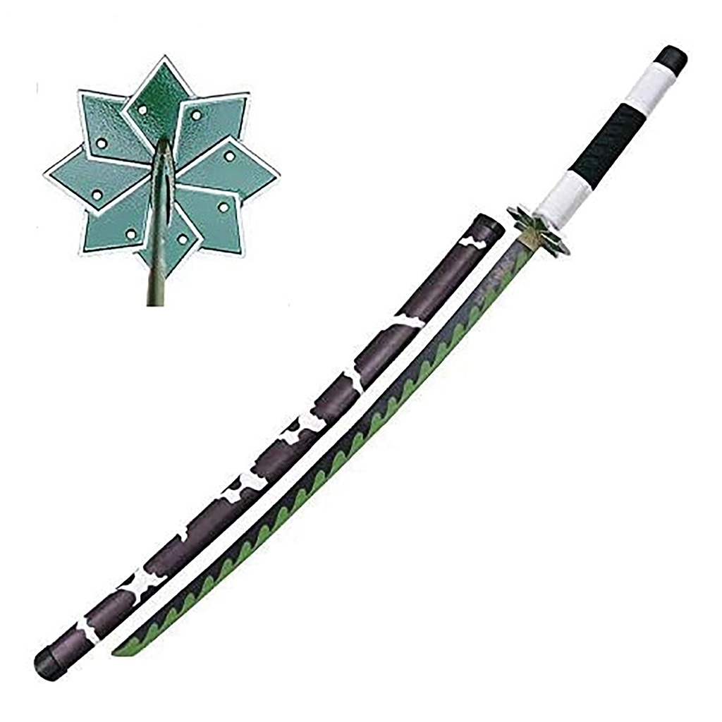 Demon Surge Anime Practice Katana Sword - Black White Green