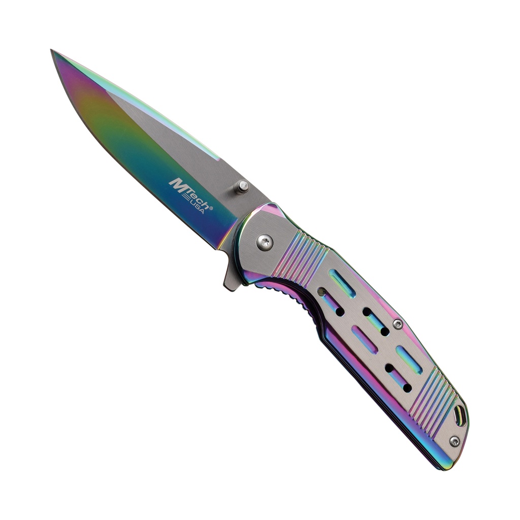 Spectrum Ballistic Quick-Deploy Assisted Opening Knife - Rainbow Titanium