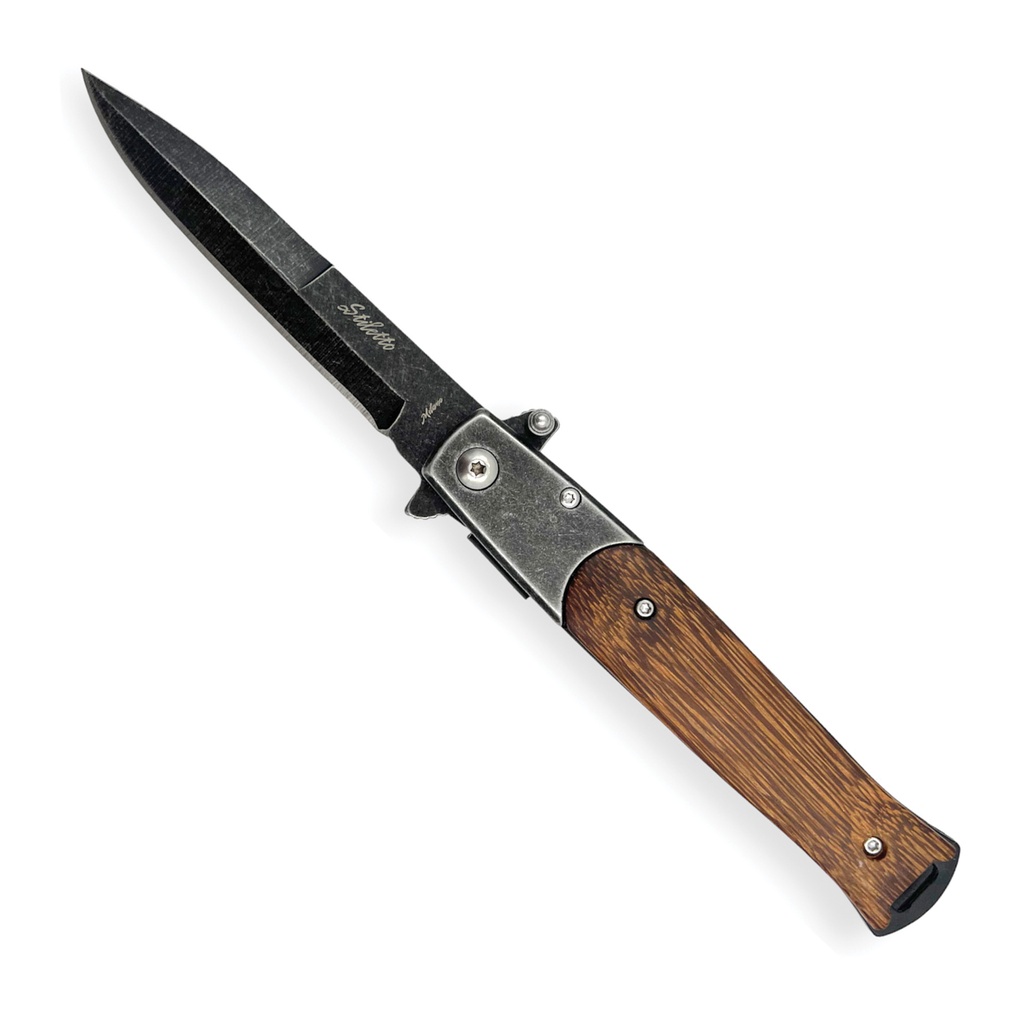 Old-World Vindicator Spring-Assisted Stiletto Knife - Wood Handle