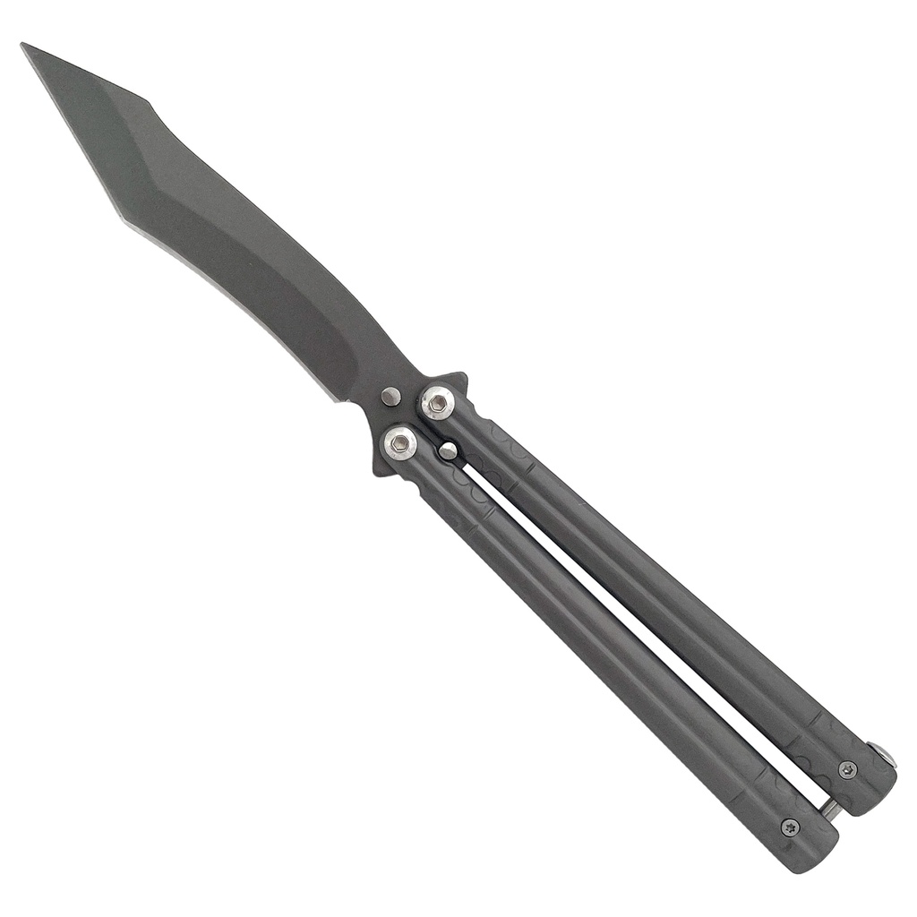 Stealth Recurve Tactical Butterfly Knife - All Gray Steel