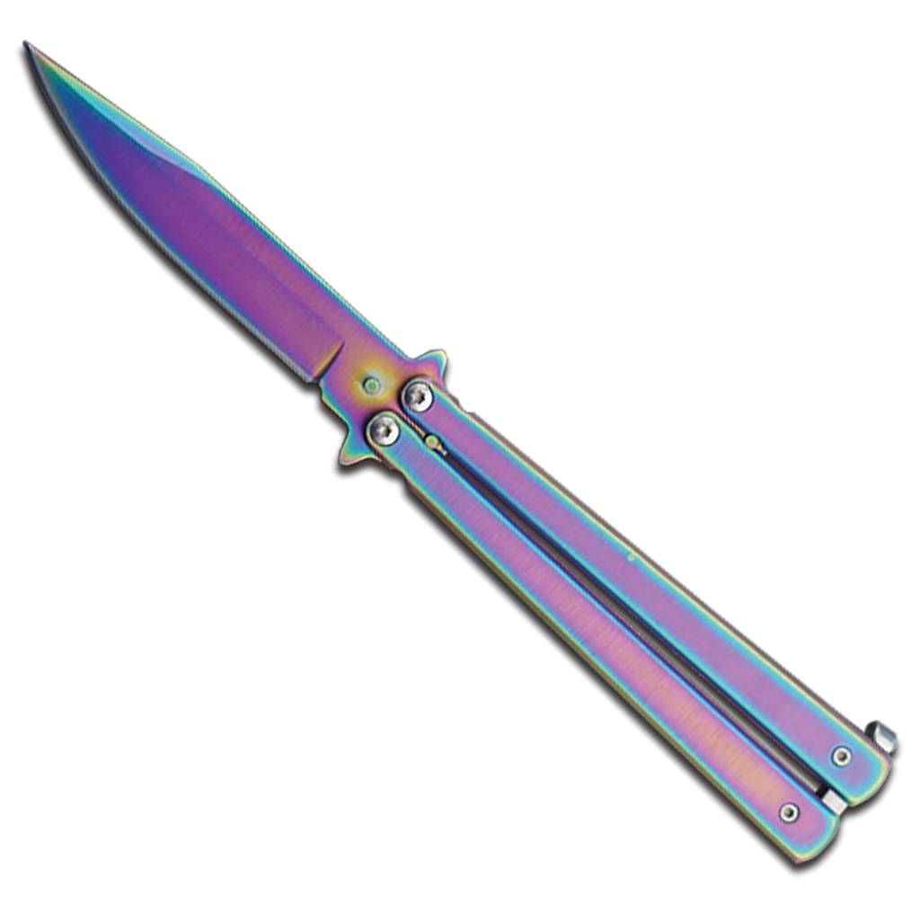 Prism Flow Trick-Flipping Butterfly Knife - Rainbow Iridescent