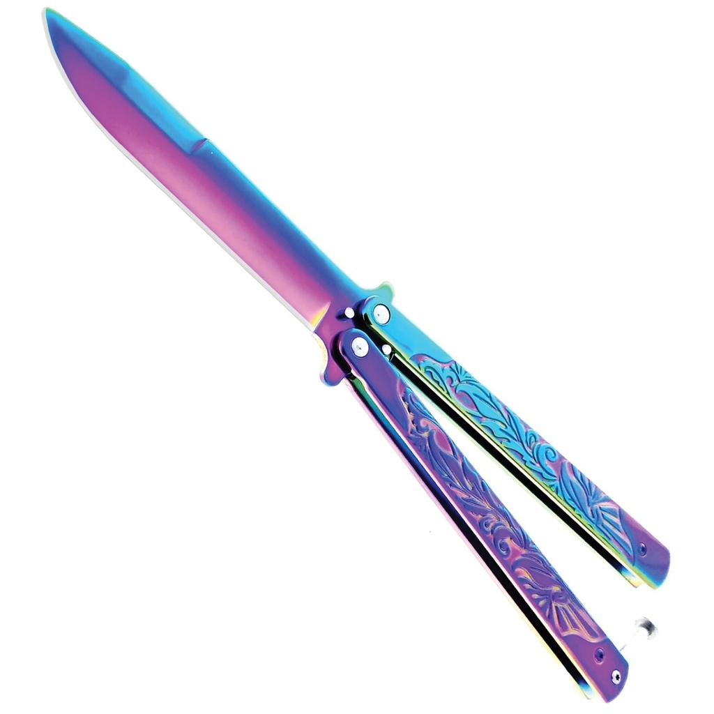 Selva Mirage Flip-Control Butterfly Trainer Knife - Rainbow Steel