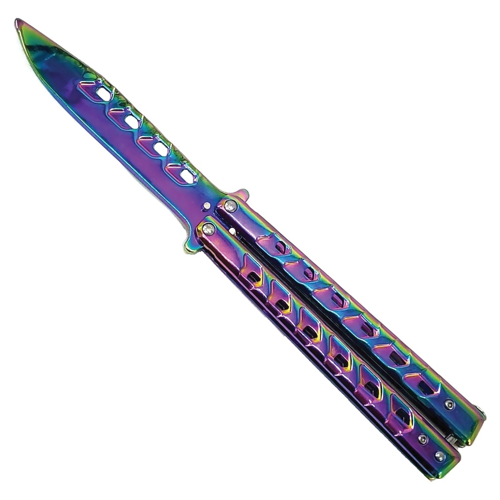 Prism Flow Balisong Trainer Knife - Rainbow Iridescent