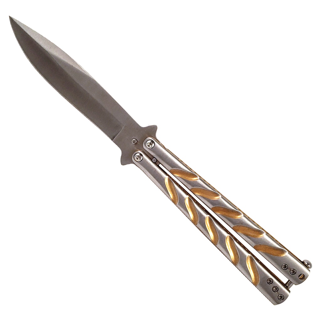 Twister Flair Butterfly Knife - Gold Inlay Steel