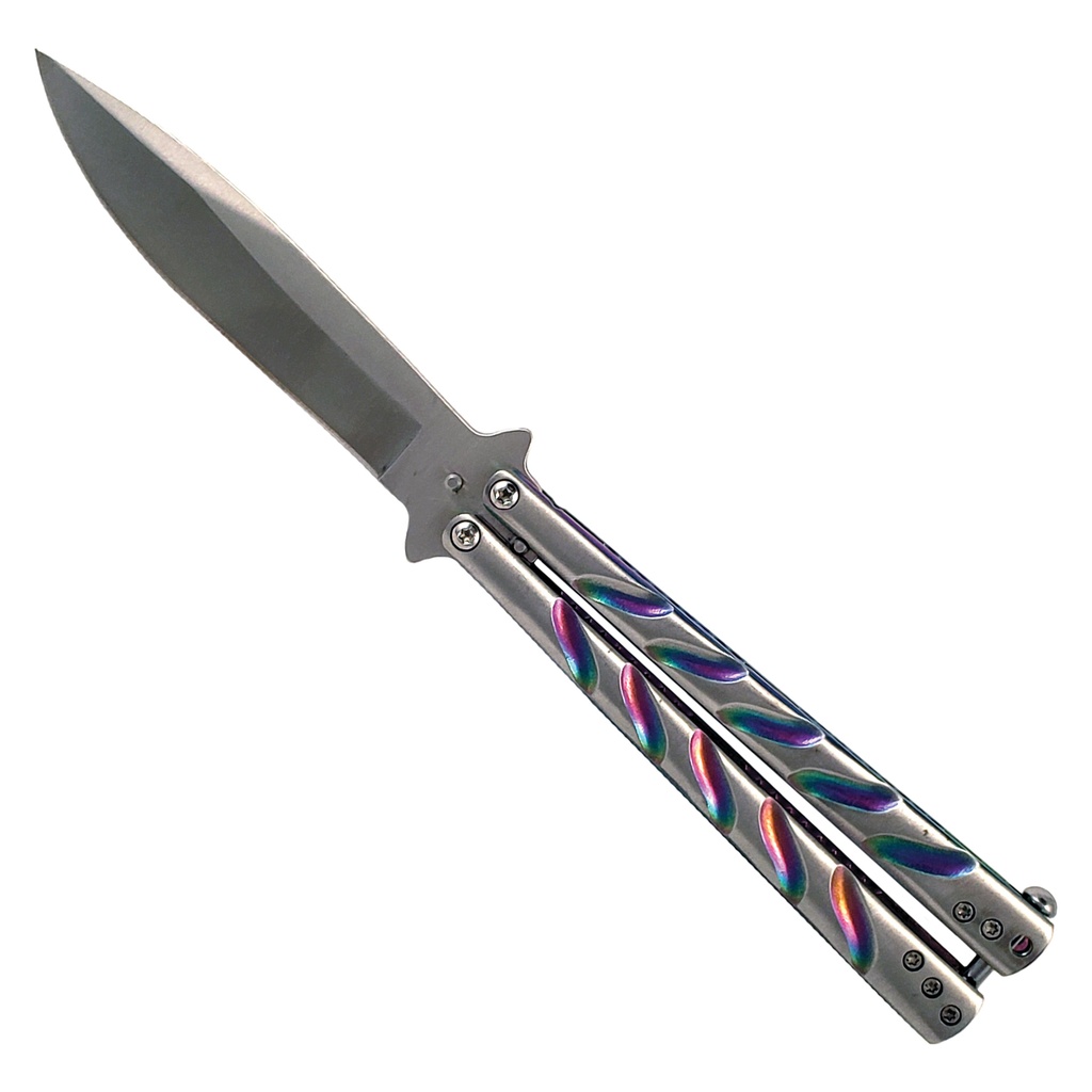 Iridescent Twister Performance Butterfly Knife - Rainbow Steel