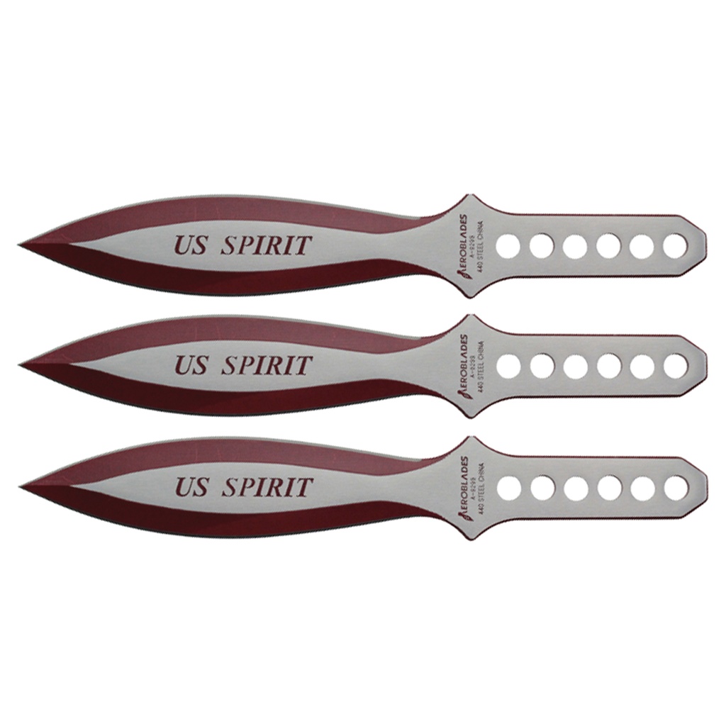 US Spirit Flight Throwing Knife Set - Red Two-Tone