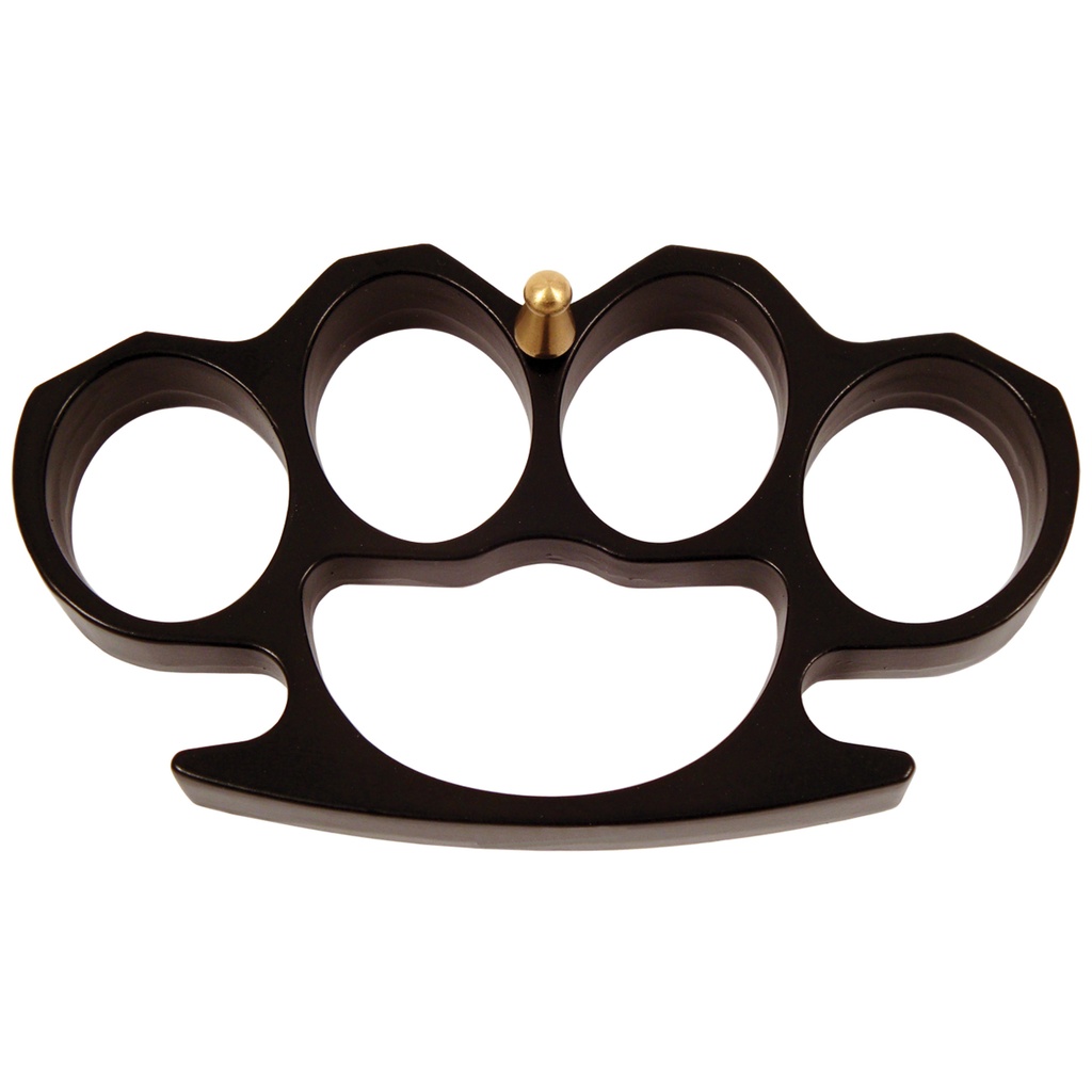Minimalist Monolith Brass Knuckle Paperweight - Black