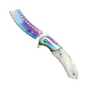 Radiant Crest Spring-Assisted Pocket Knife - White Pearl & Rainbow