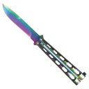 Prism-Ported Balance Butterfly Knife - Rainbow Steel
