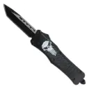 Punisher Skull Lightning-Deploy OTF Knife - Matte Black