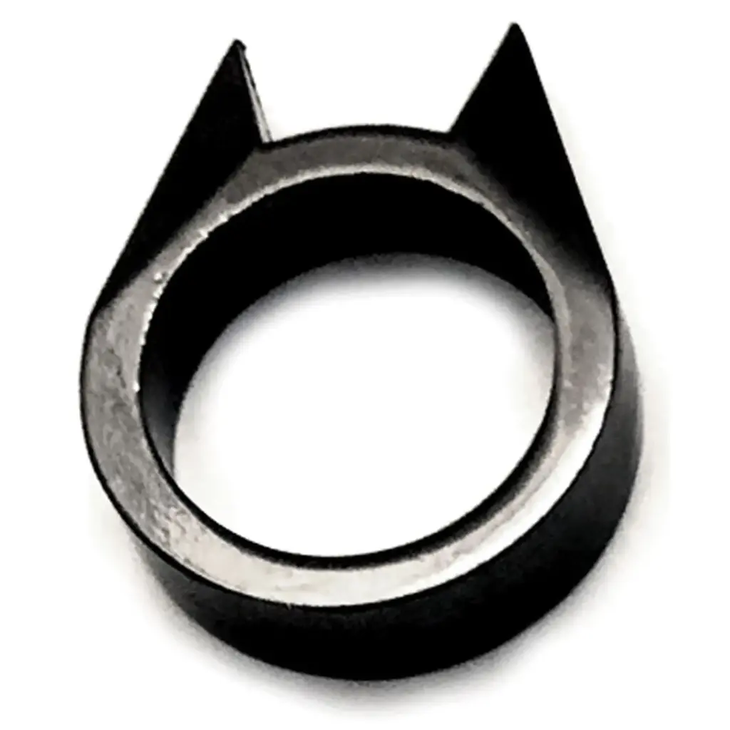 Quiet Sentinel Cat-Ear Self-Defense Ring - Black Boron Carbide