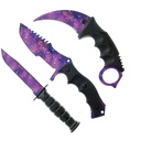 Galaxy Tri-Strike Tactical Knife Set - Purple Nebula